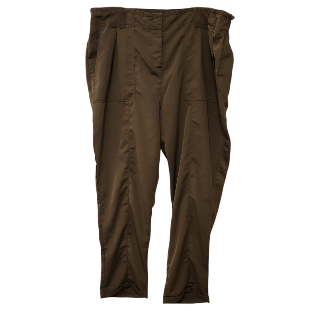 Simple Be. Olive Paperbag Pants Women's Sz 16 Stretchy Waistband
